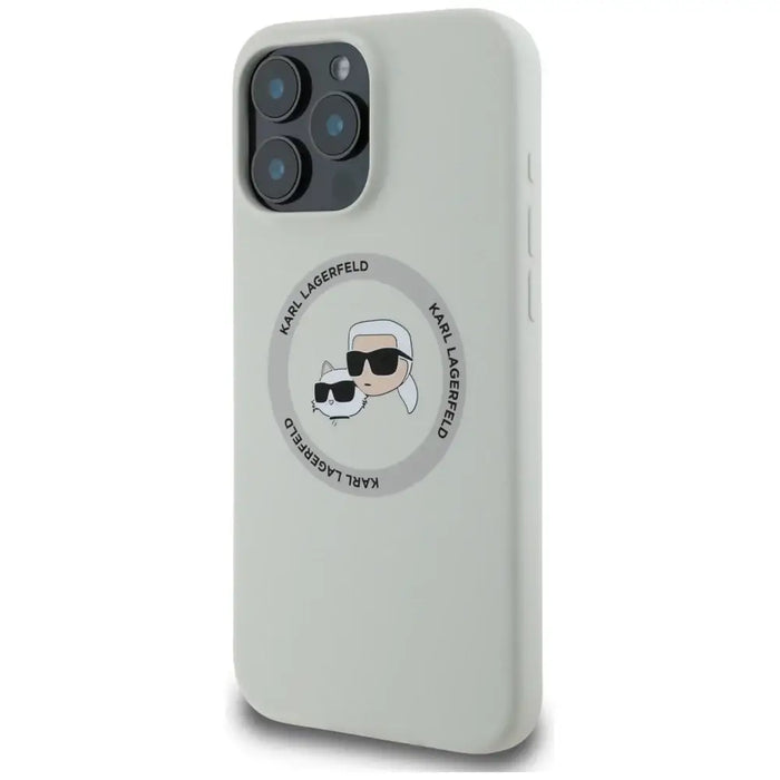 Karl Lagerfeld Silicone Double Heads And Circle MagSafe case for iPhone 16 Pro Max beige - Cell phone cases