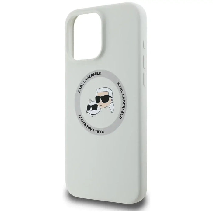 Karl Lagerfeld Silicone Double Heads And Circle MagSafe Case for iPhone 16 Pro Beige - Cell phone cases