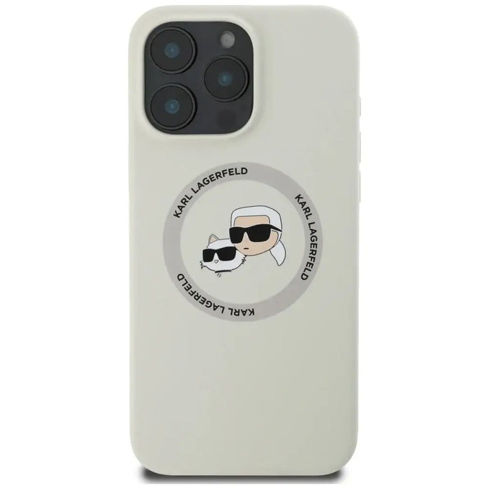 Karl Lagerfeld Silicone Double Heads And Circle MagSafe case for iPhone 16 Pro Max beige - Cell phone cases