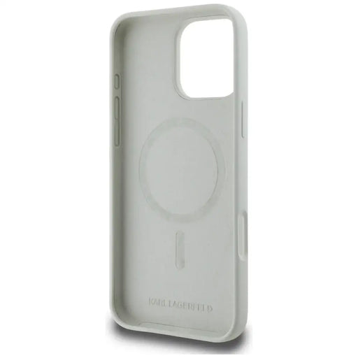 Karl Lagerfeld Silicone Double Heads And Circle MagSafe Case for iPhone 16 Pro Beige - Cell phone cases