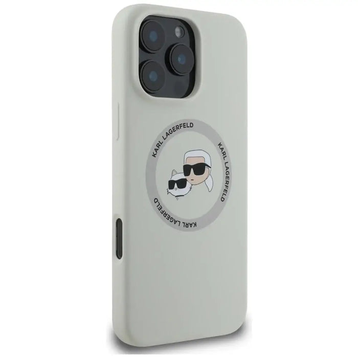 Karl Lagerfeld Silicone Double Heads And Circle MagSafe Case for iPhone 16 Pro Beige - Cell phone cases