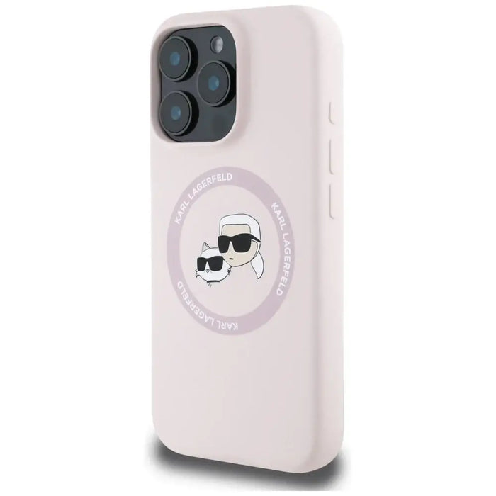 Karl Lagerfeld Silicone Double Heads And Circle MagSafe Case for iPhone 16 Pro Pink - Cell phone cases