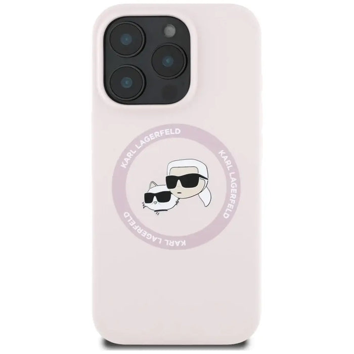 Karl Lagerfeld Silicone Double Heads And Circle MagSafe Case for iPhone 16 Pro Pink - Cell phone cases