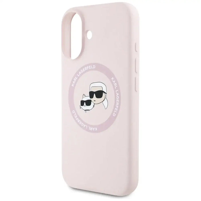 Karl Lagerfeld Silicone Double Heads And Circle MagSafe Case for iPhone 16 Pink - Cell phone cases