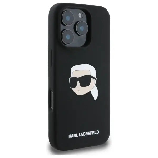 Karl Lagerfeld Silicone Karl Head Print MagSafe iPhone 16 Pro Case - Black - Cell phone cases and covers<<<HurtelXML