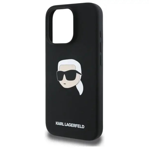 Karl Lagerfeld Silicone Karl Head Print MagSafe iPhone 16 Pro Case - Black - Cell phone cases and covers<<<HurtelXML
