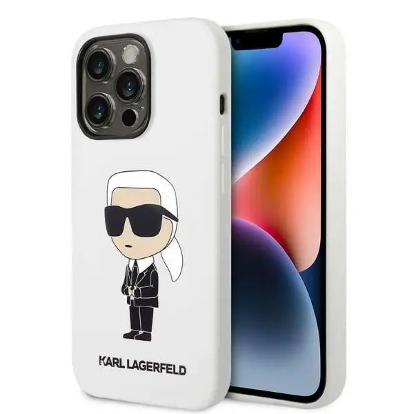 Karl Lagerfeld Silicone Ikonik case for iPhone 14 Pro Max - white - Cell phone cases and covers<<<HurtelXML