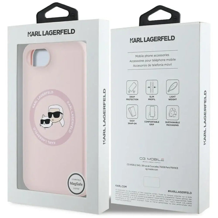 Karl Lagerfeld Silicone Karl&Choupette Heads MagSafe iPhone 16e Case - Pink - Cell phone cases and covers<<<HurtelXML