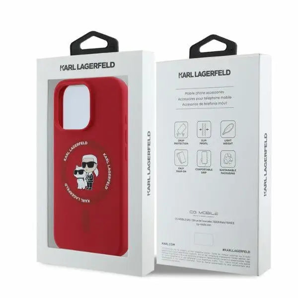 Karl Lagerfeld Silicone Karl&Choupette Heads Ring MagSafe case for iPhone 16 Pro Max - red - Cell phone cases