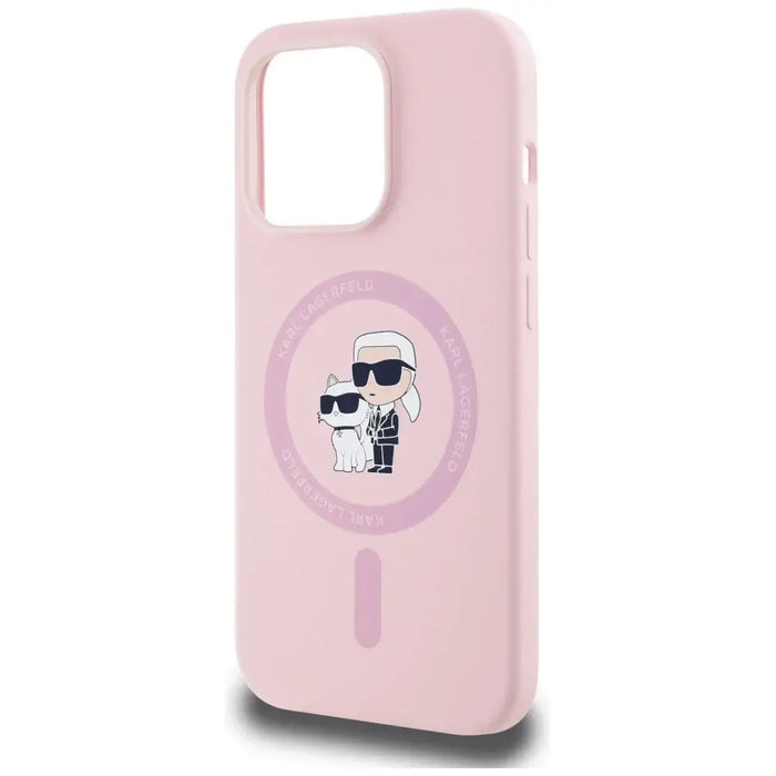 Karl Lagerfeld Silicone Karl&Choupette MagSafe Case for iPhone 14 Pro Max - Pink - Cell phone cases