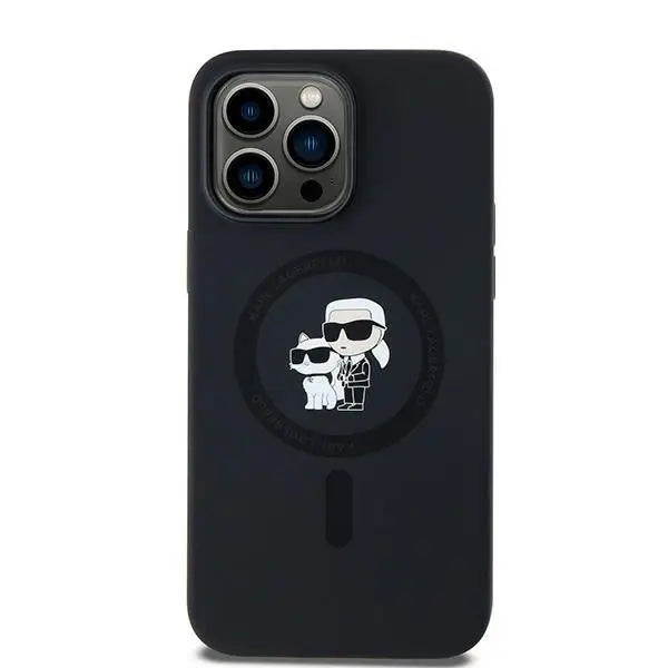 Karl Lagerfeld Silicone Karl&Choupette MagSafe case for iPhone 14 Pro Max - black - Cell phone cases