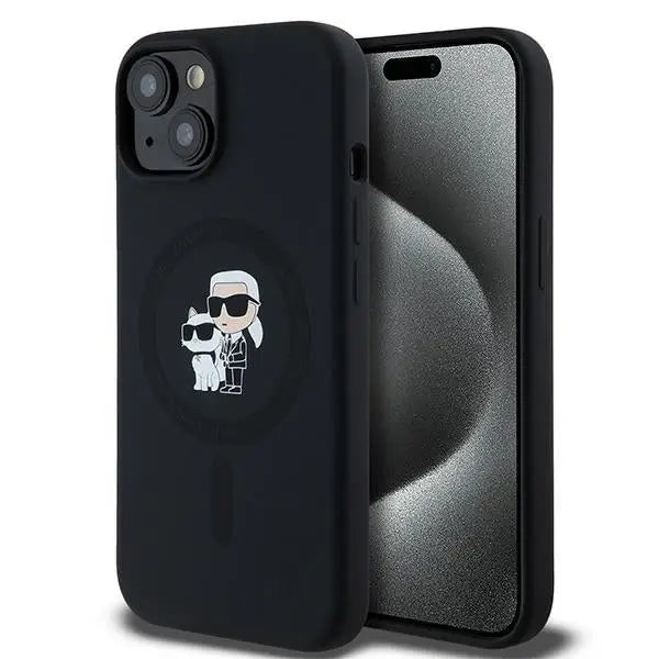 Karl Lagerfeld Silicone Karl&Choupette MagSafe case for iPhone 15 / 14 / 13 - black - Cell phone cases