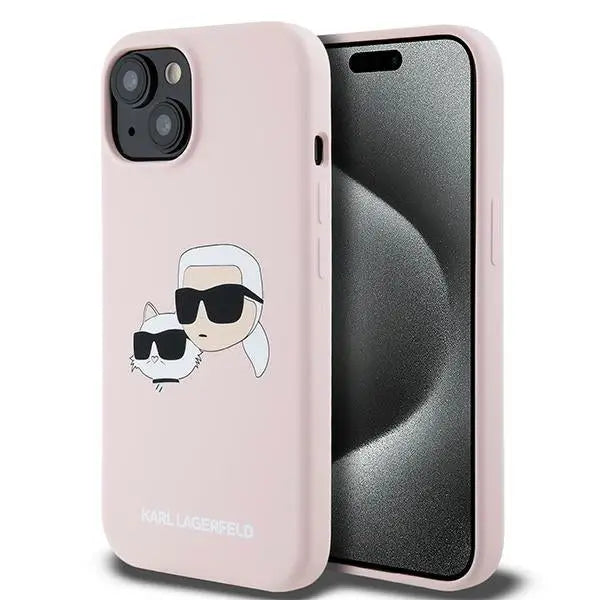 Karl Lagerfeld Silicone Karl&Choupette MagSafe case for iPhone 15 / 14 / 13 - pink - Cell phone cases