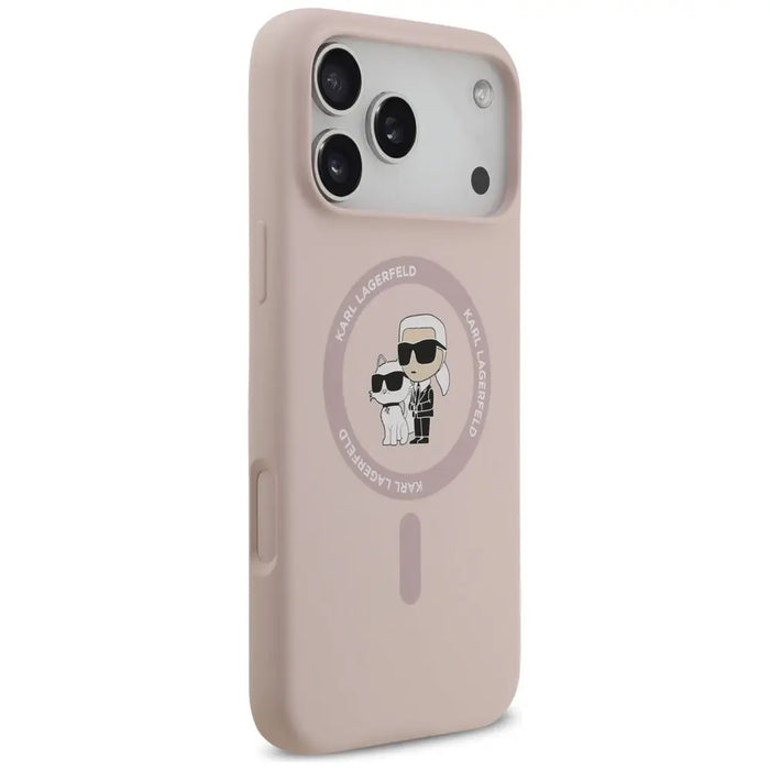 Karl Lagerfeld Silicone Karl&Choupette Ring MagSafe Case for iPhone 17 Pro Max - Pink - Cell phone cases