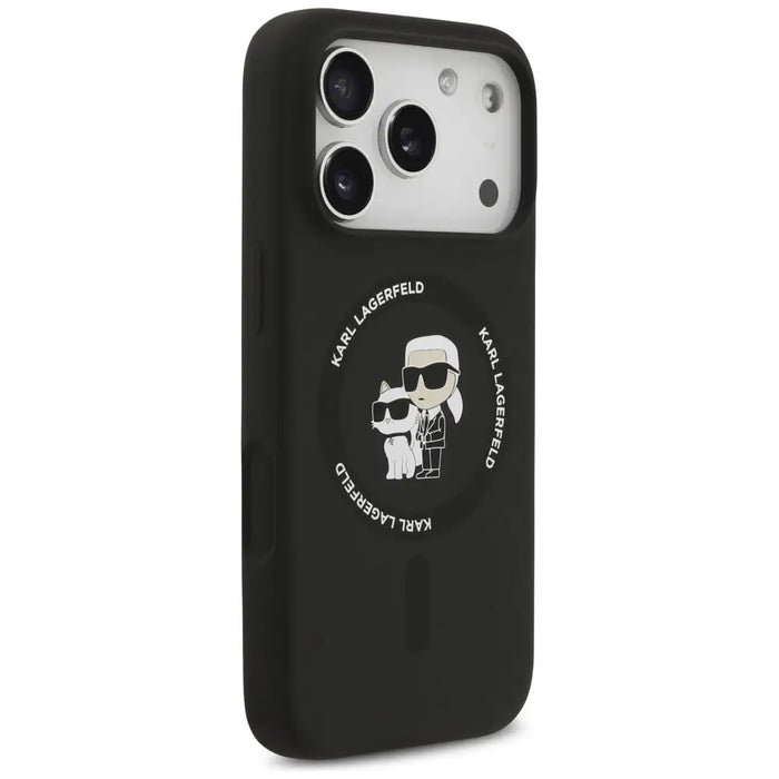 Karl Lagerfeld Silicone Karl&Choupette Ring MagSafe Case for iPhone 17 Pro - Black - Cell phone cases