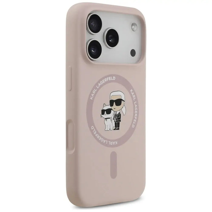 Karl Lagerfeld Silicone Karl&Choupette Ring MagSafe Case for iPhone 17 Pro - Pink - Cell phone cases