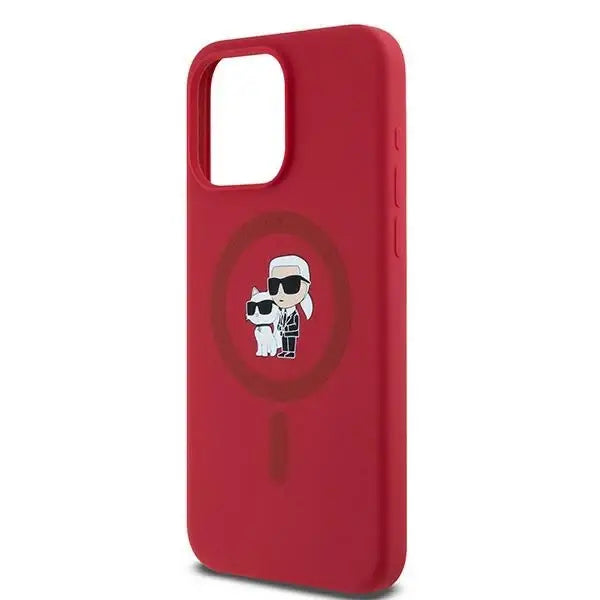 Karl Lagerfeld Silicone Karl&Choupette Ring MagSafe case for iPhone 15 Pro Max - red - Cell phone cases
