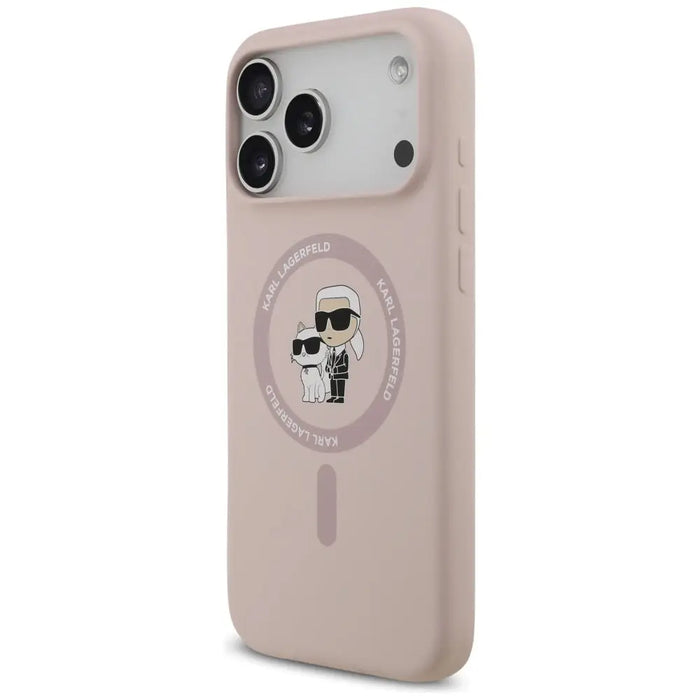 Karl Lagerfeld Silicone Karl&Choupette Ring MagSafe Case for iPhone 17 Pro Max - Pink - Cell phone cases