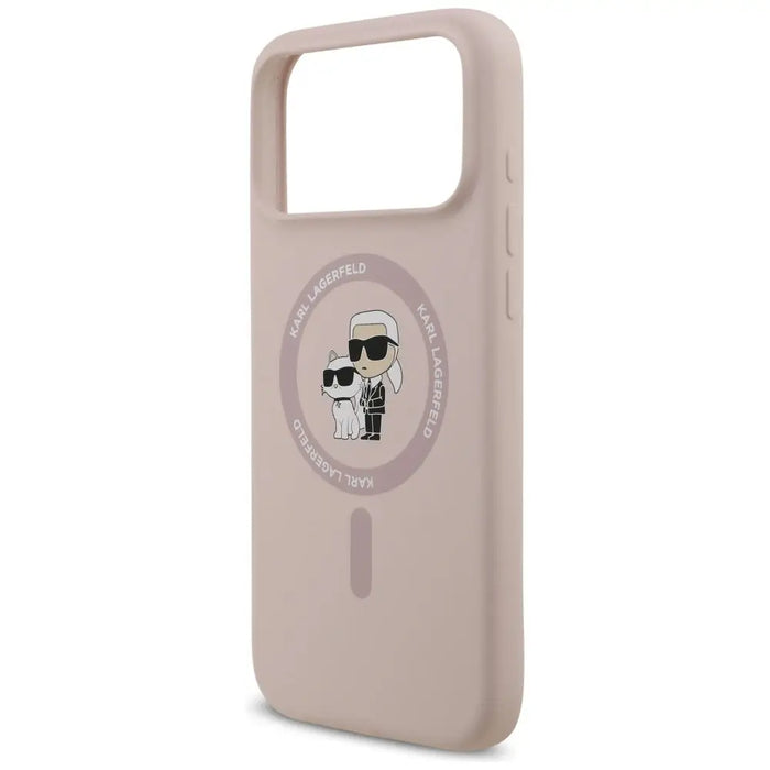 Karl Lagerfeld Silicone Karl&Choupette Ring MagSafe Case for iPhone 17 Pro Max - Pink - Cell phone cases