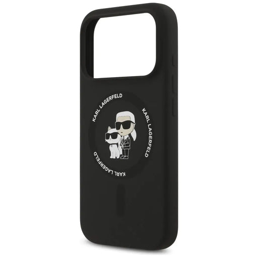 Karl Lagerfeld Silicone Karl&Choupette Ring MagSafe Case for iPhone 17 Pro Max - Black - Cell phone cases
