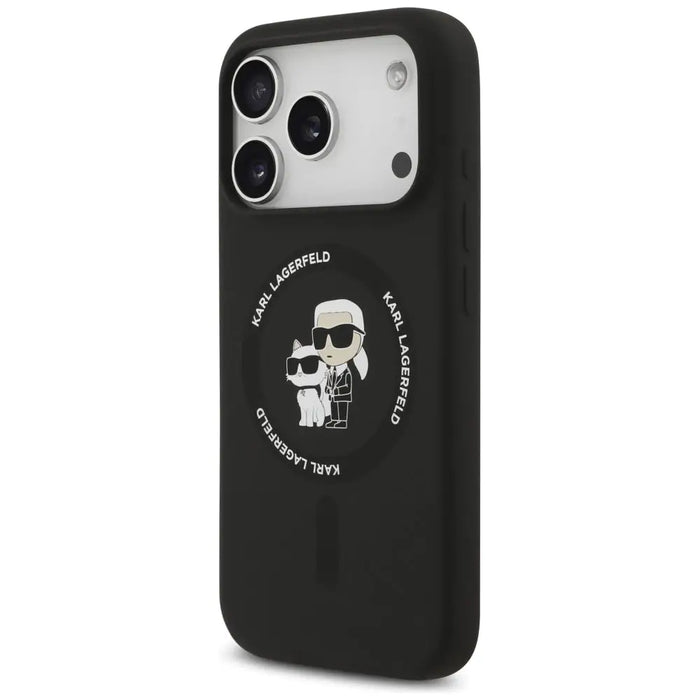 Karl Lagerfeld Silicone Karl&Choupette Ring MagSafe Case for iPhone 17 Pro - Black - Cell phone cases