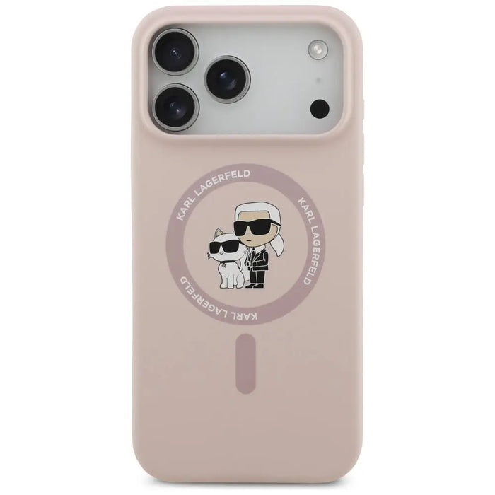 Karl Lagerfeld Silicone Karl&Choupette Ring MagSafe Case for iPhone 17 Pro Max - Pink - Cell phone cases