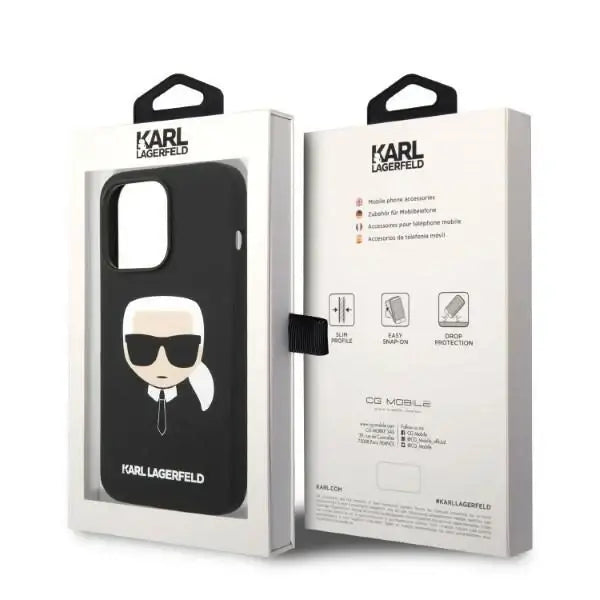 Karl Lagerfeld Silicone Karl’s Head MagSafe case for iPhone 14 Pro Max - black - Cell phone cases and covers<<<HurtelXML