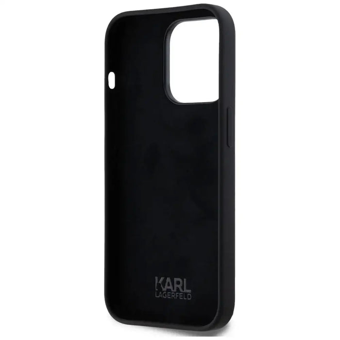 Karl Lagerfeld Silicone Metal Script Logo Case for iPhone 14 Pro Black - Cell phone cases and covers<<<HurtelXML