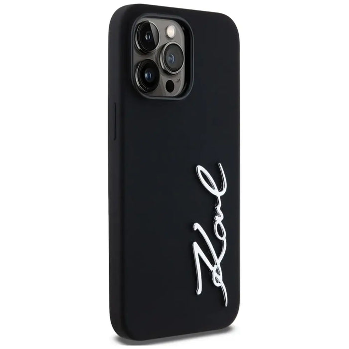Karl Lagerfeld Silicone Metal Script Logo Case for iPhone 14 Pro Max Black - Cell phone cases and covers<<<HurtelXML