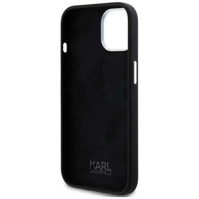 Karl Lagerfeld Silicone Metal Script Logo iPhone 15 Case - Black - Cell phone cases and covers<<<HurtelXML
