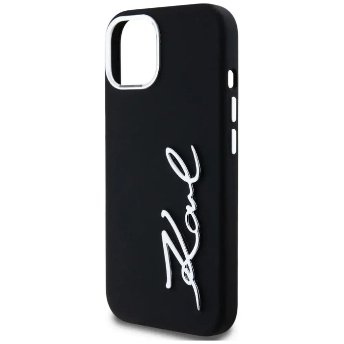 Karl Lagerfeld Silicone Metal Script Logo iPhone 15 Case - Black - Cell phone cases and covers<<<HurtelXML