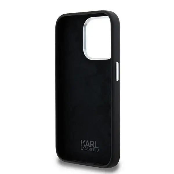 Karl Lagerfeld Silicone Metal Script Logo iPhone 15 Pro Max Case - Black - Cell phone cases and covers<<<HurtelXML