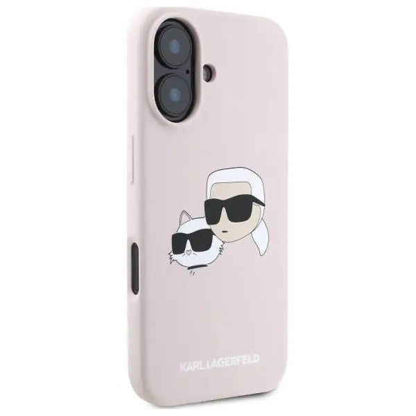 Karl Lagerfeld Silicone Nauble Heads Print MagSafe Case for iPhone 16 - Pink - Cell phone cases and covers<<<HurtelXML