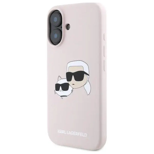 Karl Lagerfeld Silicone Nauble Heads Print MagSafe Case for iPhone 16 - Pink - Cell phone cases and covers<<<HurtelXML