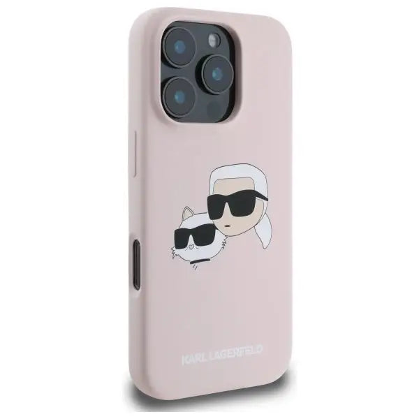 Karl Lagerfeld Silicone Nauble Heads Print MagSafe Case for iPhone 16 Pro Max - Pink - Cell phone cases