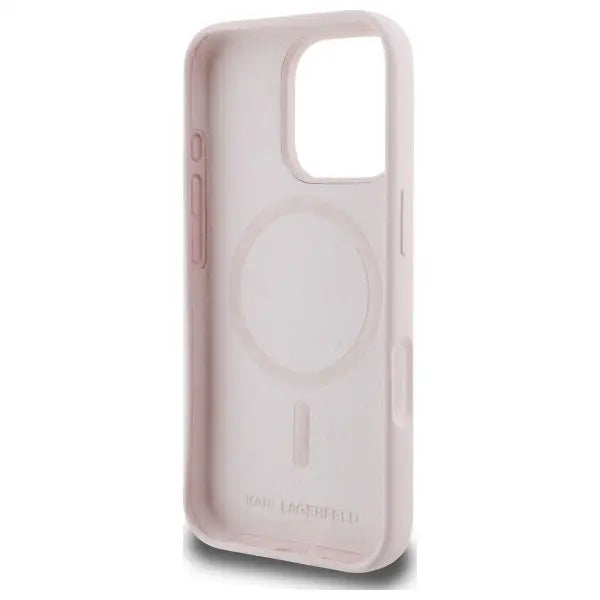Karl Lagerfeld Silicone Nauble Heads Print MagSafe Case for iPhone 16 Pro - Pink - Cell phone cases