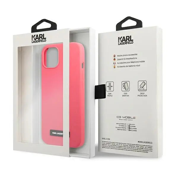 Karl Lagerfeld Silicone Plaque Case for iPhone 13 mini - Fuchsia - Cell phone cases and covers<<<HurtelXML