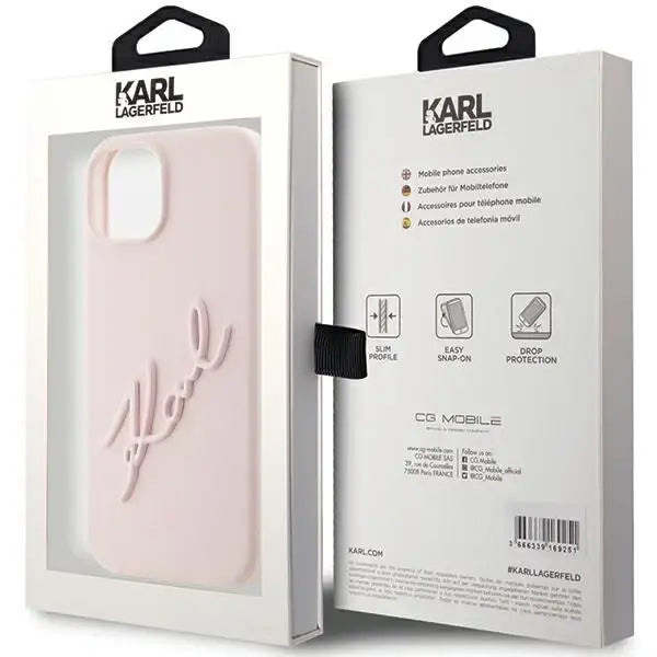 Karl Lagerfeld Silicone Karl Script case for iPhone 15 - pink - Cell phone cases and covers<<<HurtelXML