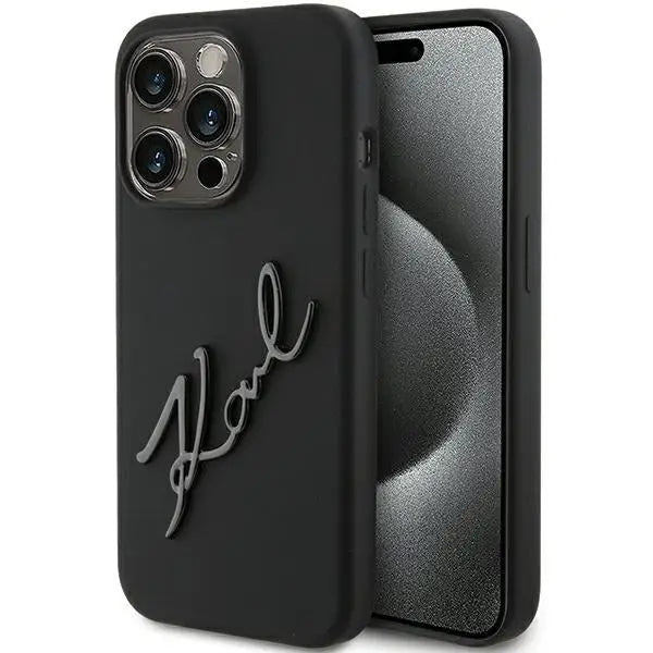 Karl Lagerfeld Silicone Karl Script case for iPhone 15 Pro - black - Cell phone cases and covers<<<HurtelXML