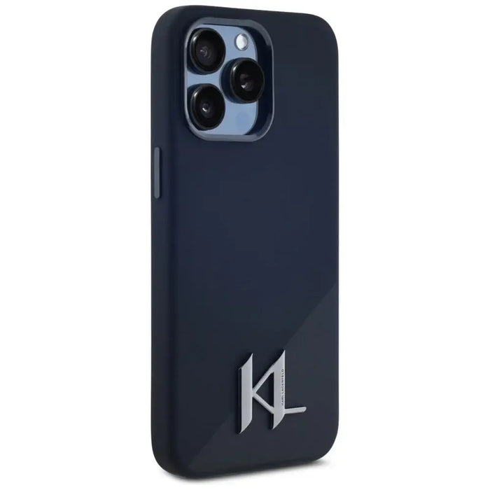 Karl Lagerfeld Silicone Shadow Metal Initial MagSafe Case for iPhone 15 Pro Max Black - Cell phone cases