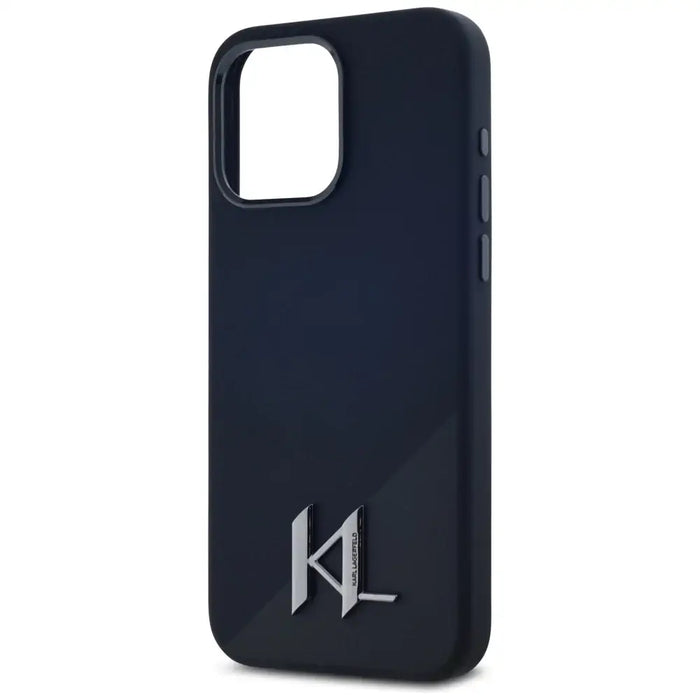 Karl Lagerfeld Silicone Shadow Metal Initial MagSafe Case for iPhone 15 Pro Max Black - Cell phone cases