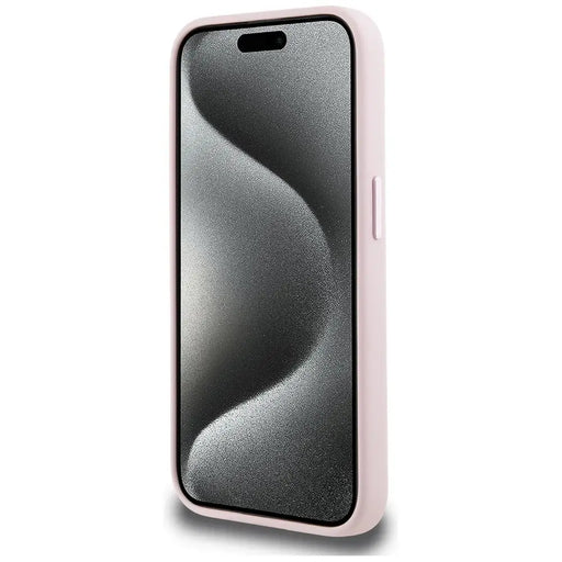 Karl Lagerfeld Silicone Shadow Metal Initial MagSafe Case for iPhone 15 Pro Pink - Cell phone cases