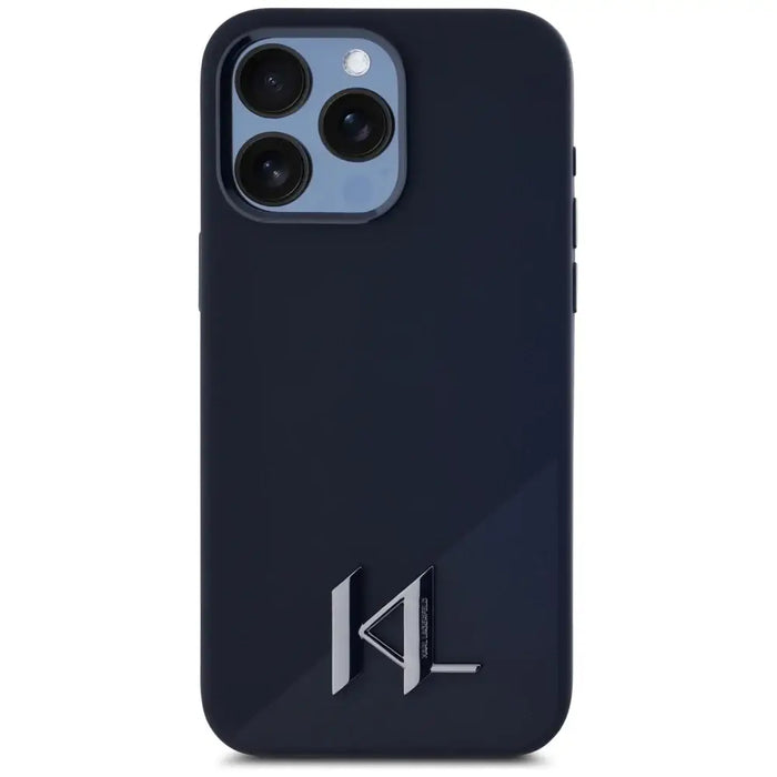 Karl Lagerfeld Silicone Shadow Metal Initial MagSafe Case for iPhone 15 Pro Black - Cell phone cases