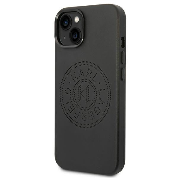 Karl Lagerfeld Leather Perforated Logo Case for iPhone 14 Plus - Black