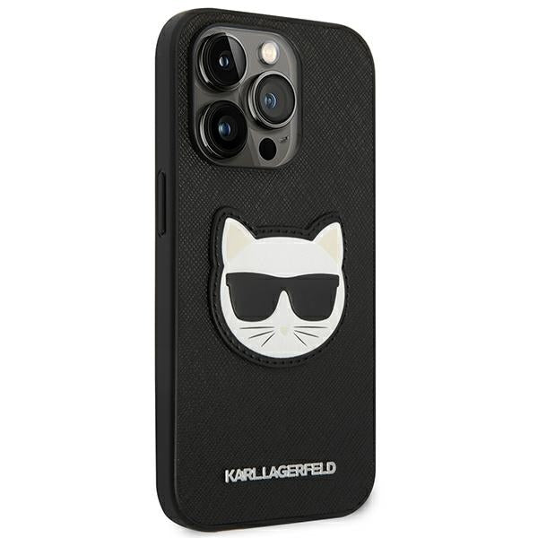 Karl Lagerfeld Saffiano Choupette Head Patch Case for iPhone 14 Pro - Black