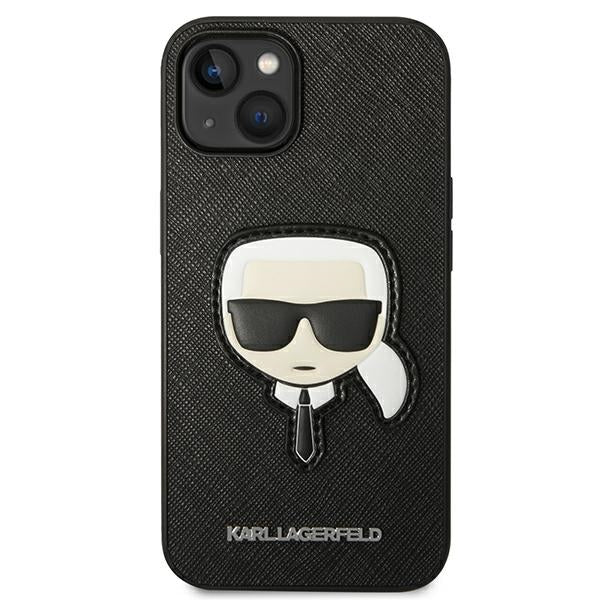 Karl Lagerfeld Saffiano Karl&#39;s Head Patch Case for iPhone 14 Plus - Black