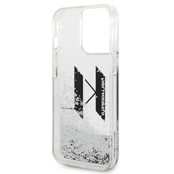 Karl Lagerfeld Liquid Glitter Big KL case for iPhone 14 Pro - silver