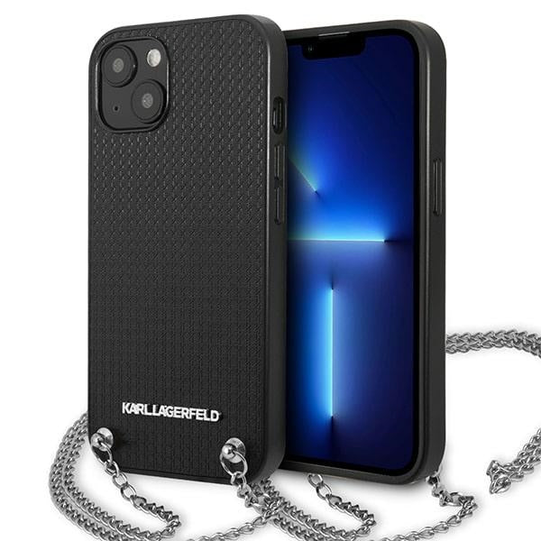 Karl Lagerfeld KLHCP13SPMK iPhone 13 mini 5,4 &quot;hardcase black / black Leather Textured and Chain
