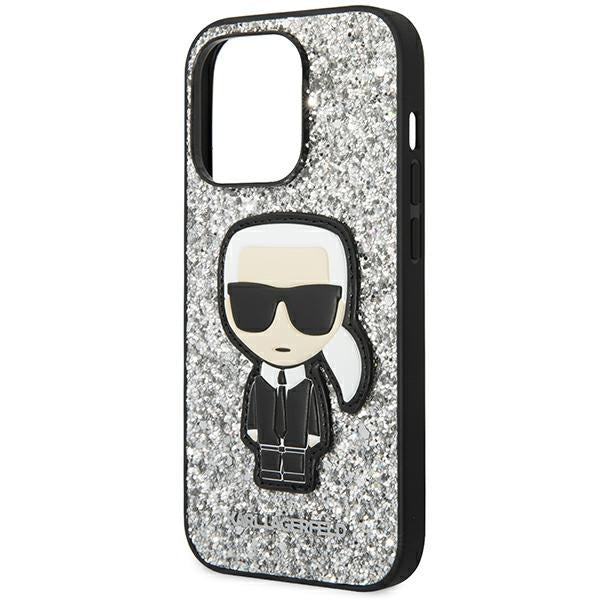 Karl Lagerfeld KLHCP14LGFKPG iPhone 14 Pro 6.1 "hardcase silver / silver Glitter Flakes Ikonik