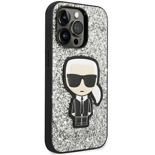 Karl Lagerfeld KLHCP14LGFKPG iPhone 14 Pro 6.1 "hardcase silver / silver Glitter Flakes Ikonik